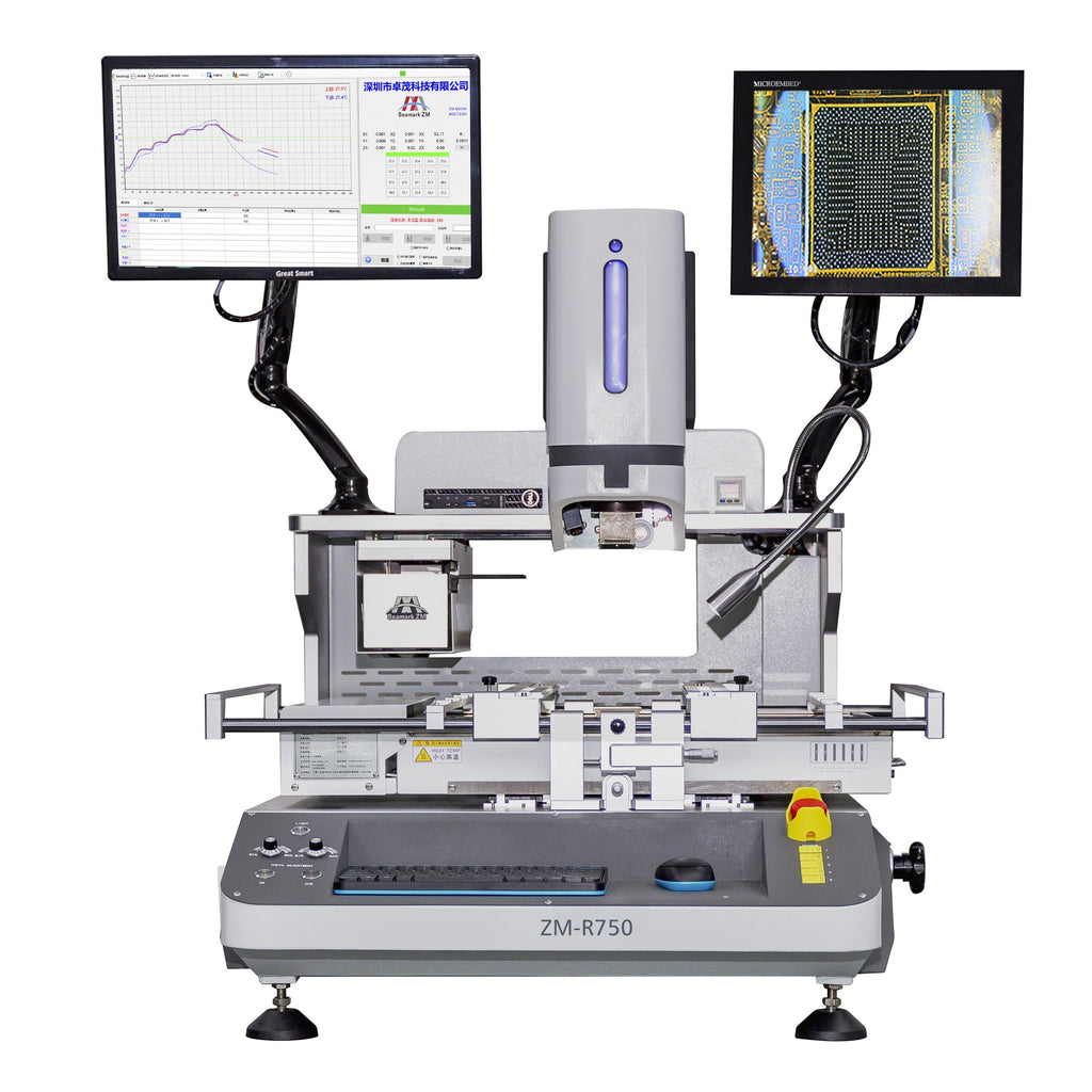 Seamark Zhuomao ZM R750 PC Automatic BGA rework machine with large size infrared carbon fiber heater for preheating board