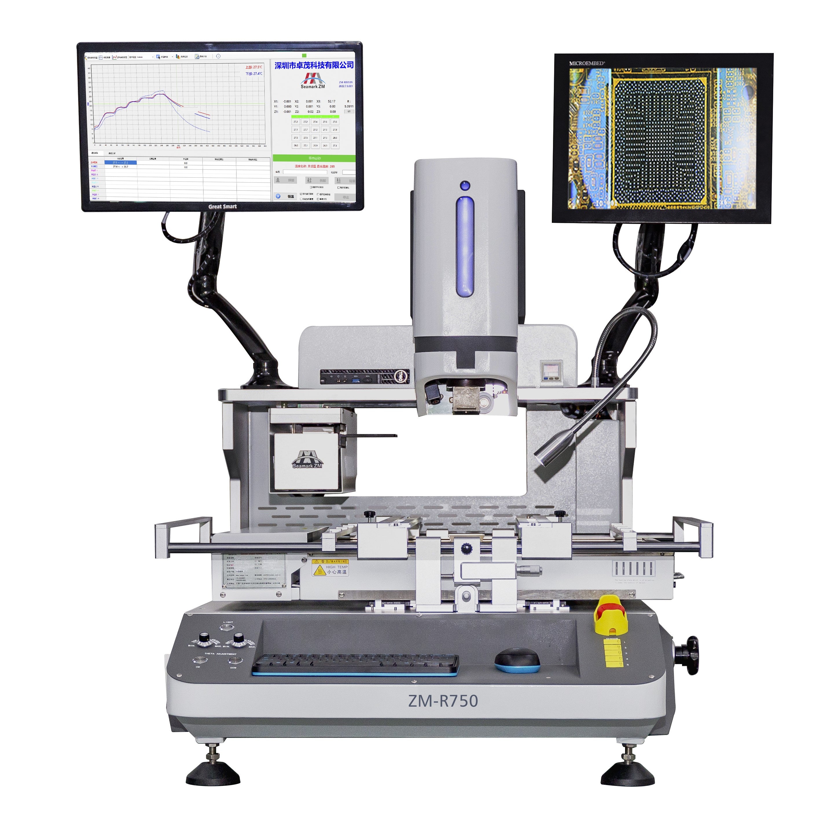 Seamark Zhuomao ZM R750 PC Automatic BGA rework machine with large size infrared carbon fiber heater for preheating board