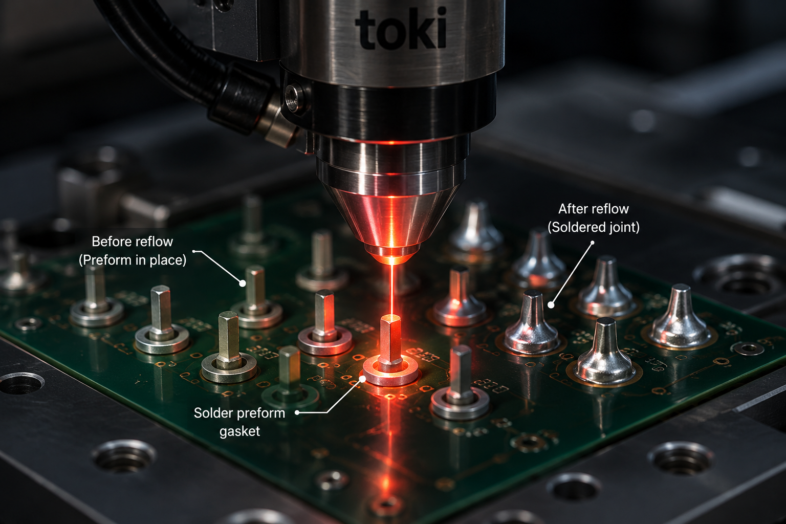 Laser Solder Preform soldering process with Toki Automation