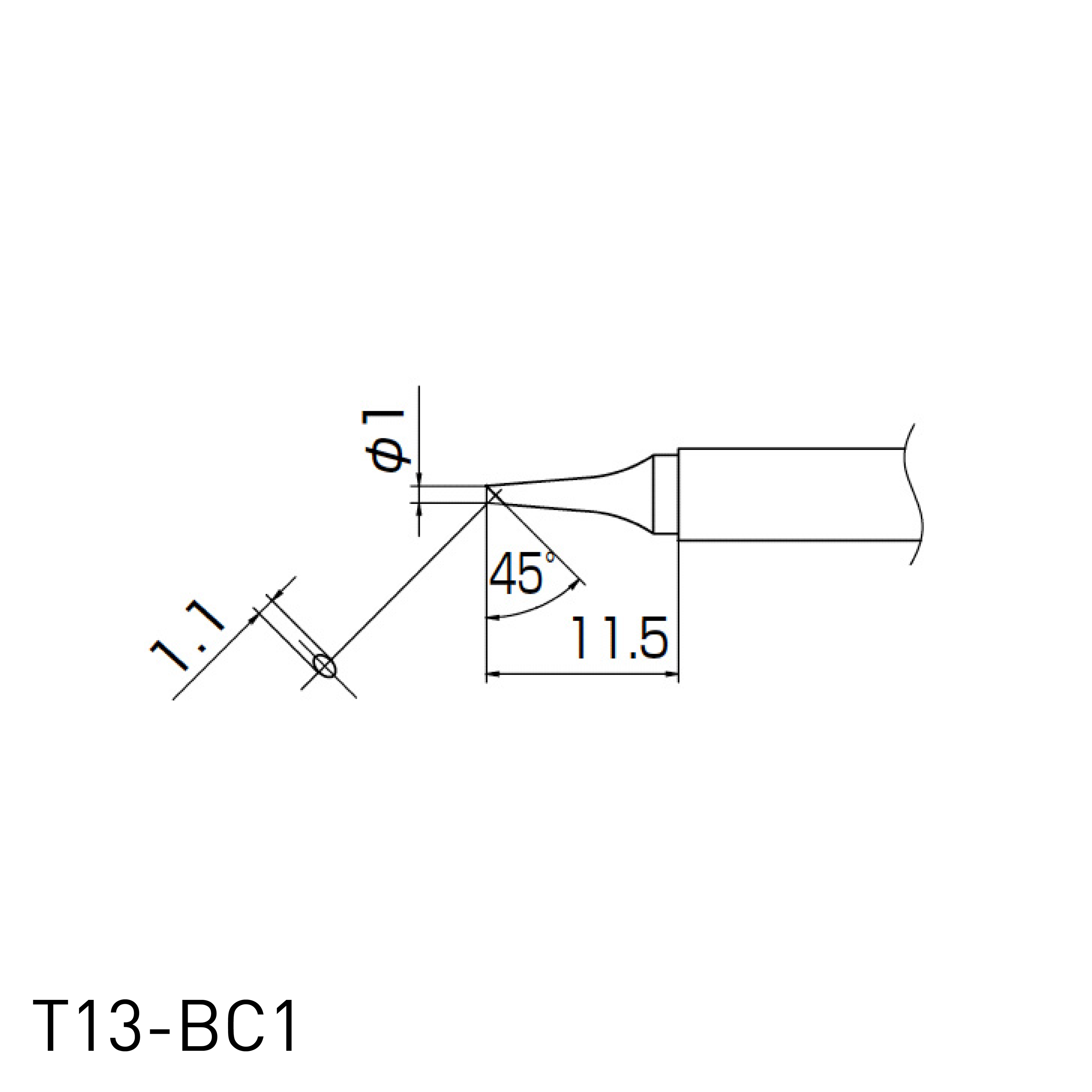 Hakko Soldering Iron Replacement Tip T13 - for FM2026 N2 soldering iron in angled concave shape