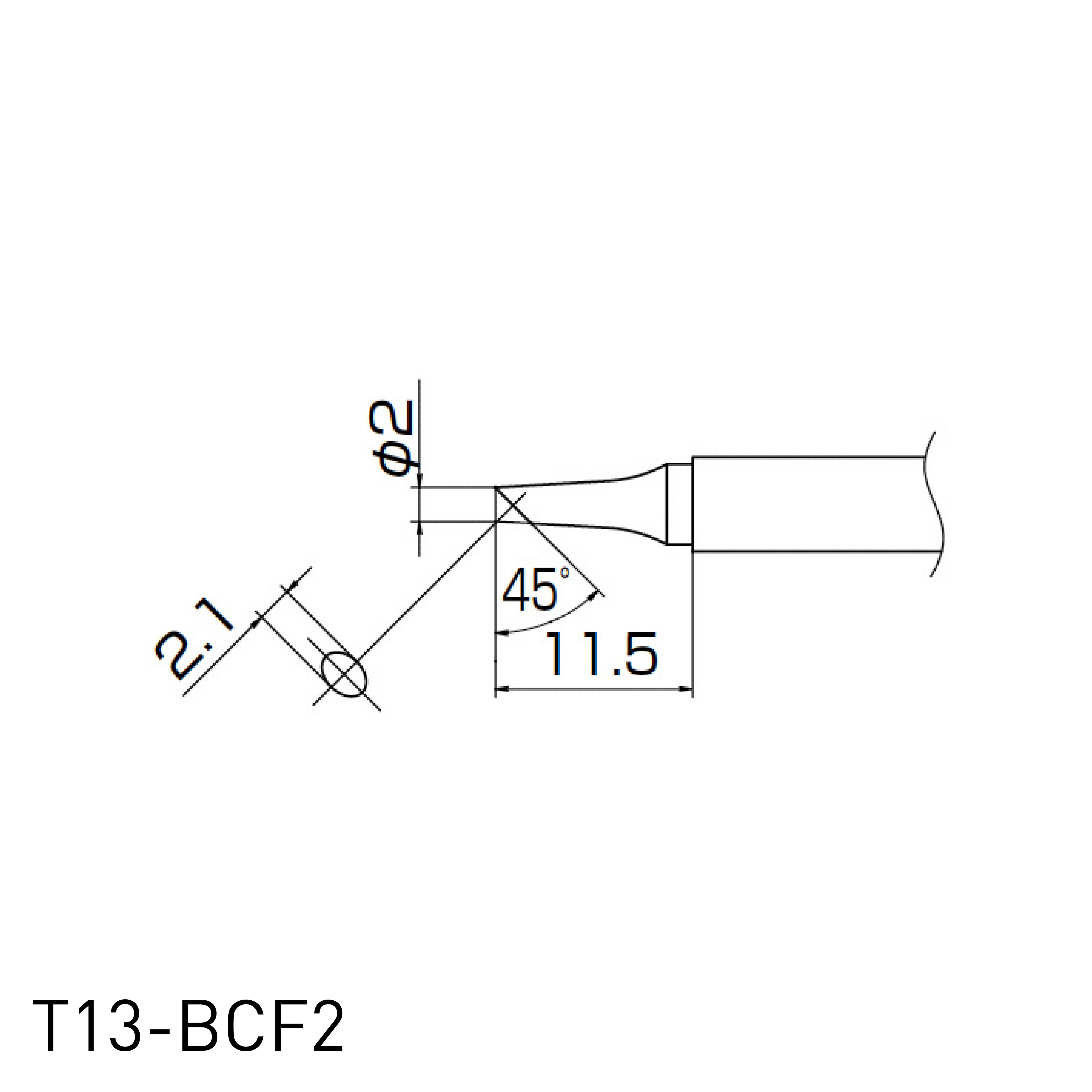 Hakko Soldering Iron Replacement Tip T13 - for FM2026 N2 soldering iron in angled concave shape
